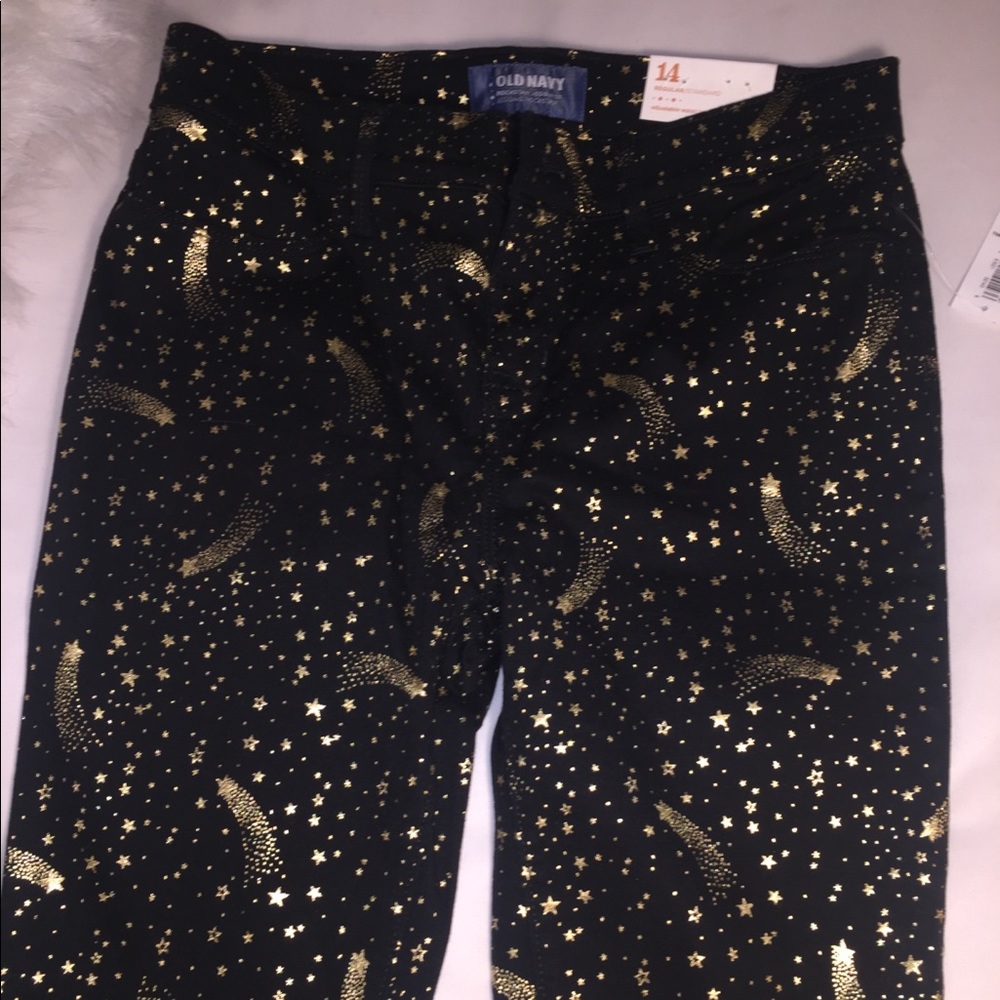 Kids black, gold star pants